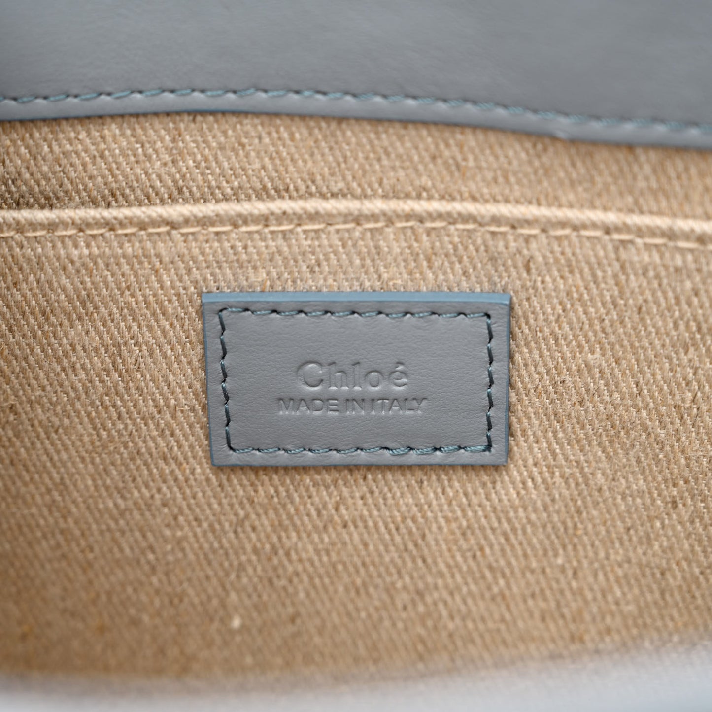 Calfskin Small Woody Tote Storm Blue