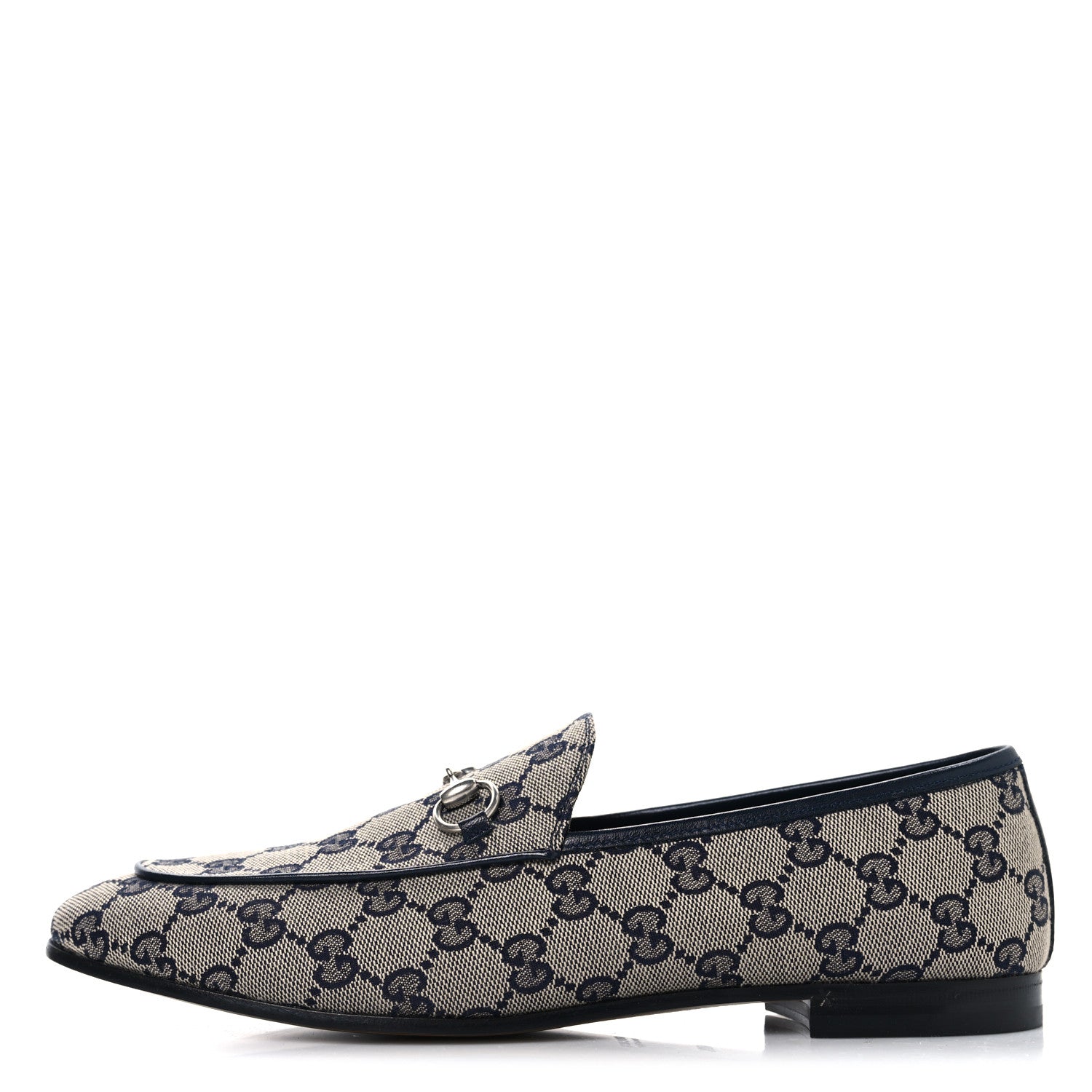 Gucci Monogram Malaga Kid Horsebit Womens Jordaan Loafers 40.5 Beige Blue 1 of 10