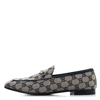 Gucci Monogram Malaga Kid Horsebit Womens Jordaan Loafers 40.5 Beige Blue 1 of 10