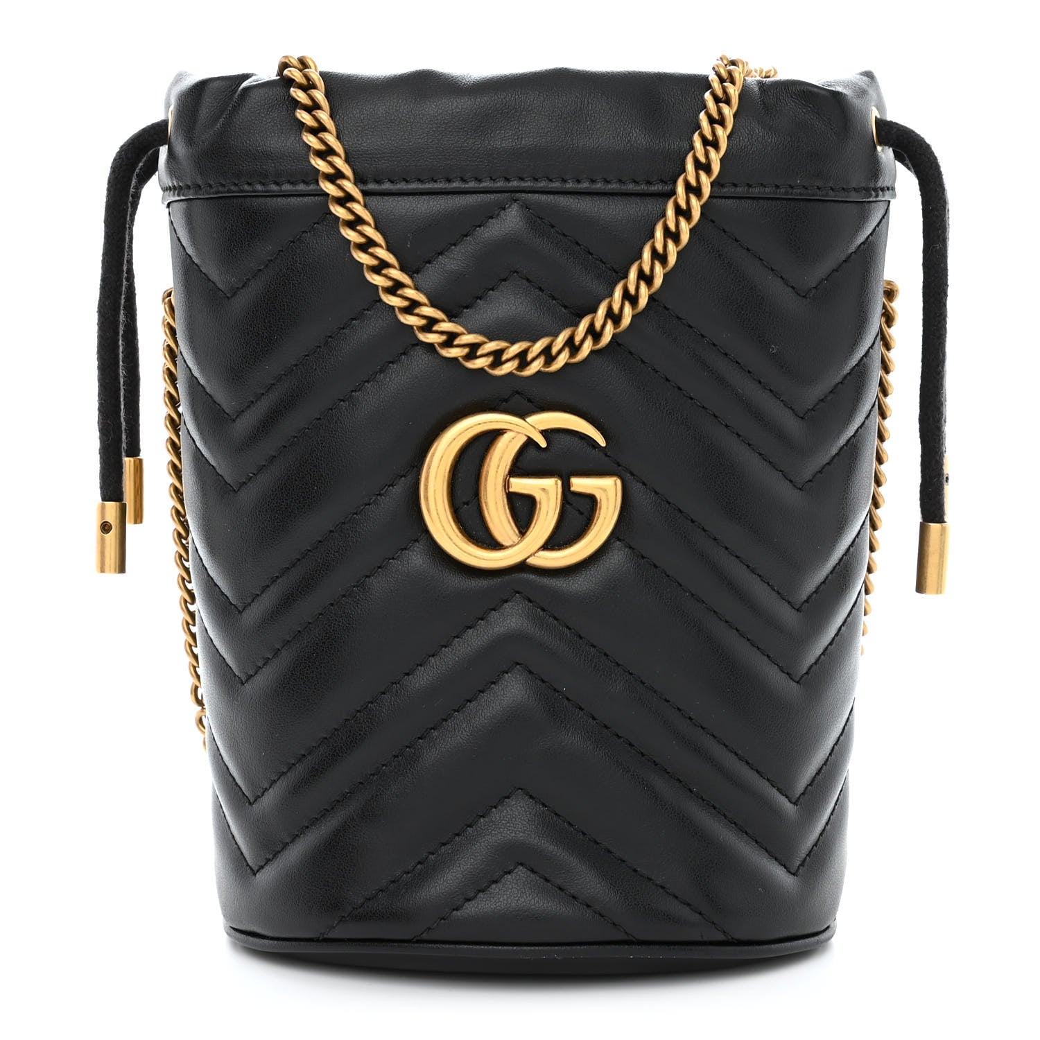 Gucci Calfskin Matelasse Mini GG Marmont 2.0 Bucket Bag Black 1 of 11