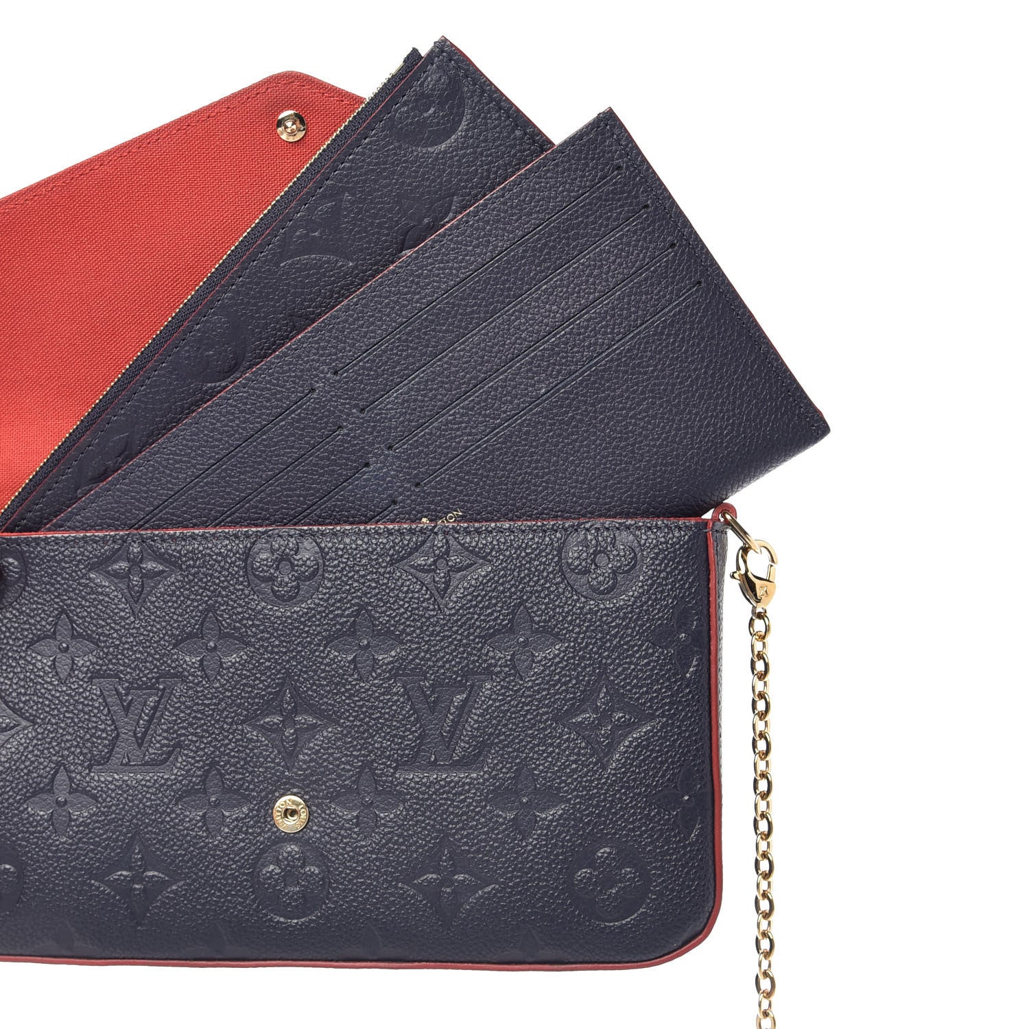 Louis Vuitton Empreinte Pochette Felicie Chain Wallet Marine Rouge 6 of 12