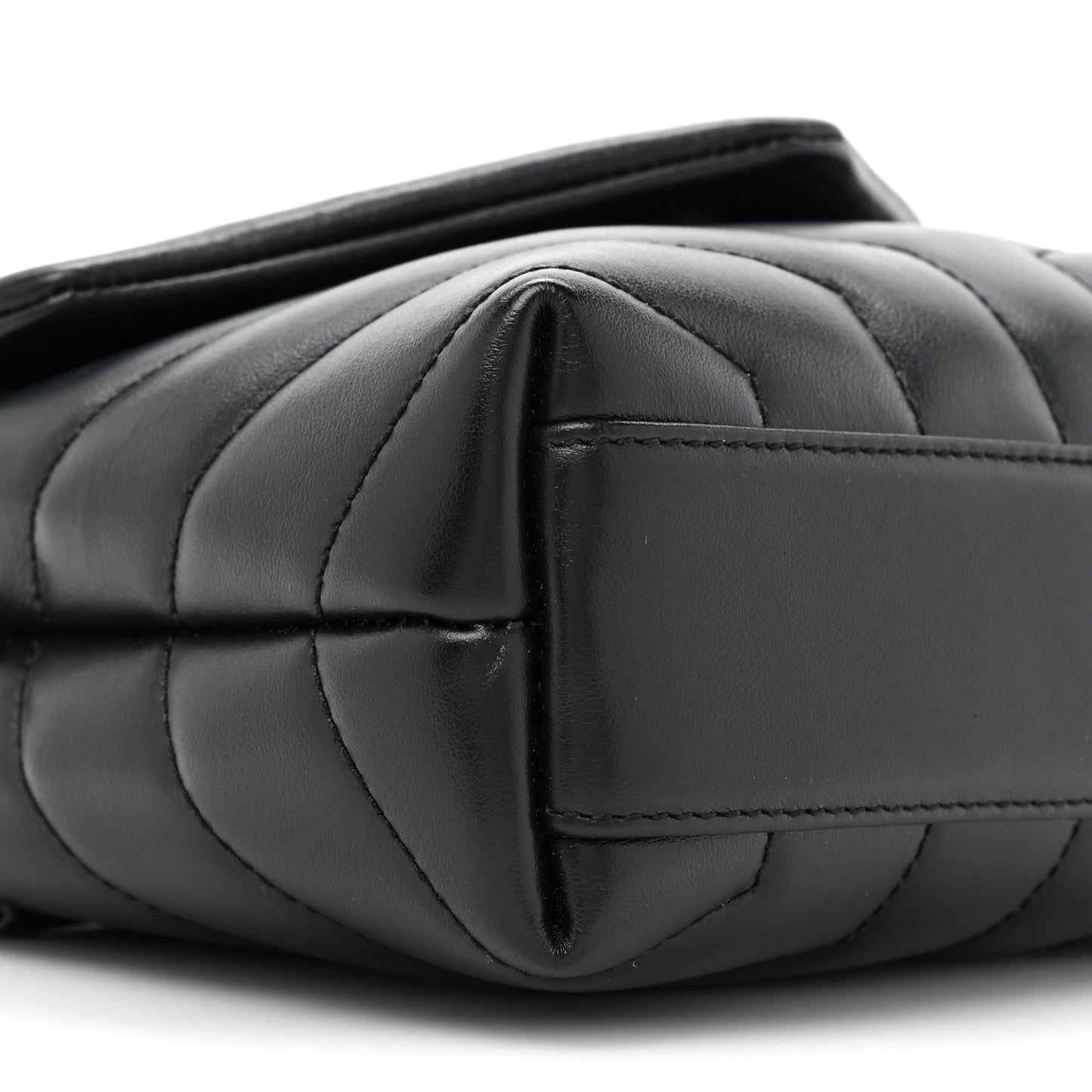 Calfskin Y Quilted Monogram Monochrome Toy Loulou Crossbody Bag Black