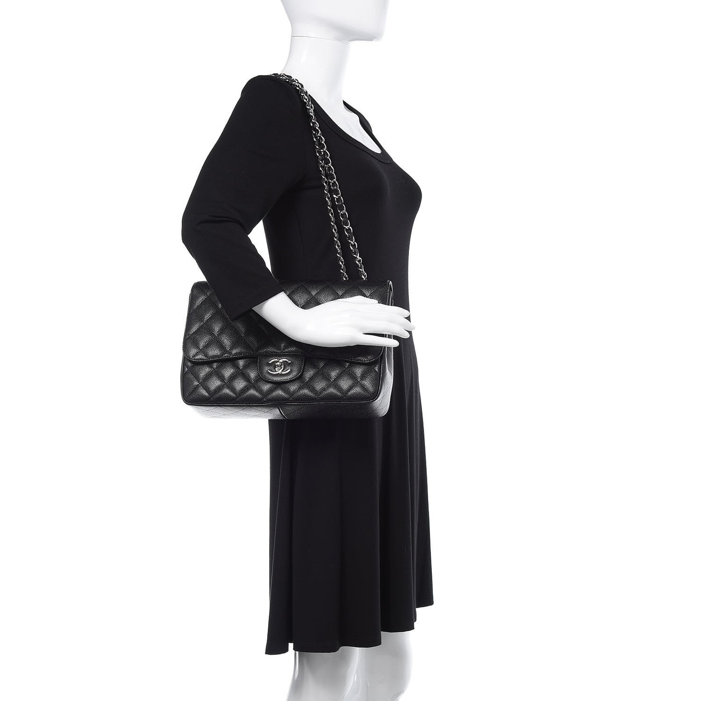 Caviar Quilted Jumbo Single Flap Black