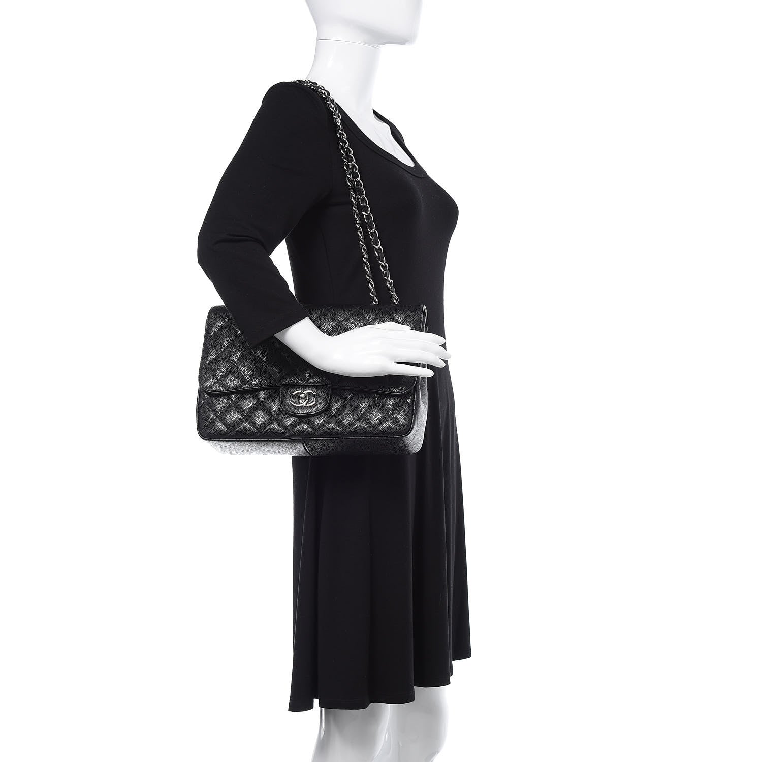 Chanel Caviar Quilted Jumbo Single Flap Black 3 of 11