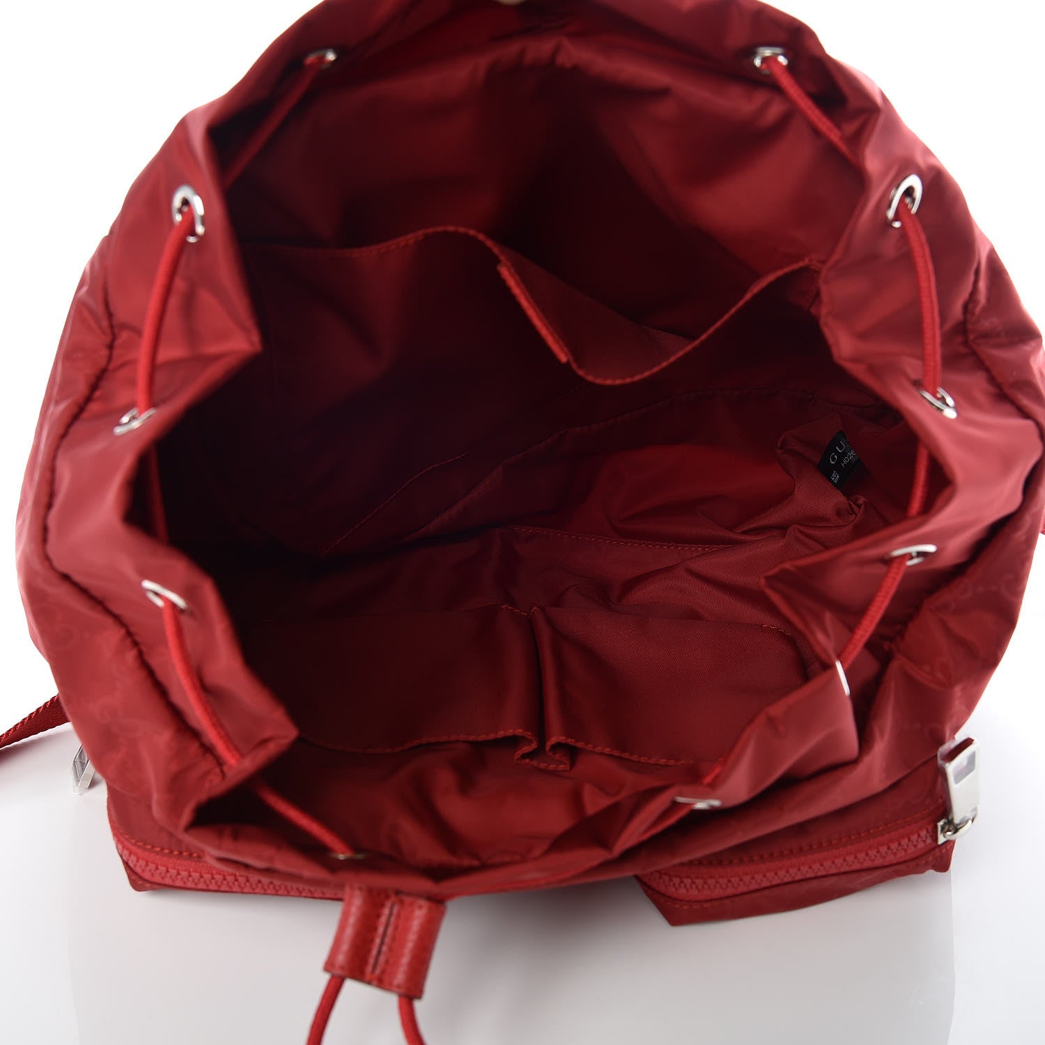 Gucci Nylon Monogram Dollar Calfskin Medium Light Single Buckle Backpack Vibrant Red 5 of 11