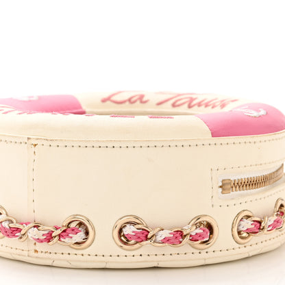 Chanel Lambskin Coco Lifesaver Round Bag Pink White 10 of 12