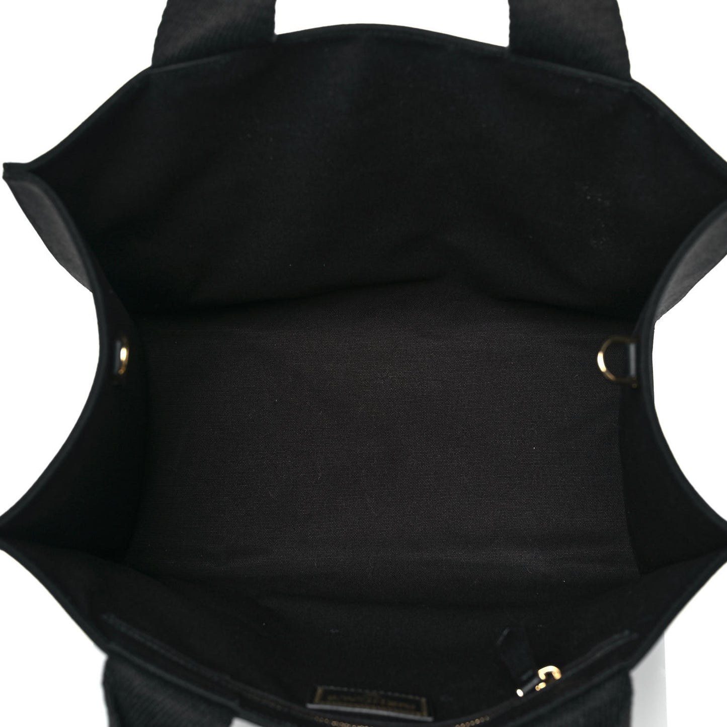 X VERSACE Cotton Canvas Cuoio Romano Fendace Logo Embroidered Signature Shopping Tote Black Gold