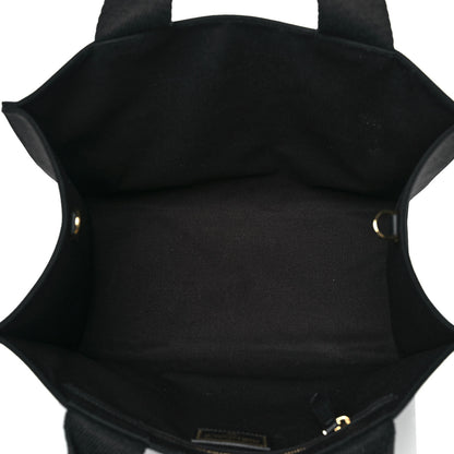 Fendi X VERSACE Cotton Canvas Cuoio Romano Fendace Logo Embroidered Signature Shopping Tote Black Gold 6 of 7