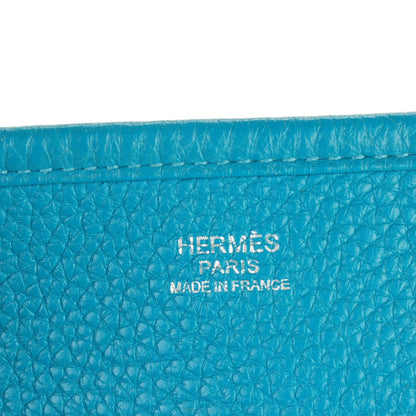 Hermes Taurillon Clemence Evelyne III GM Turquoise 6 of 9