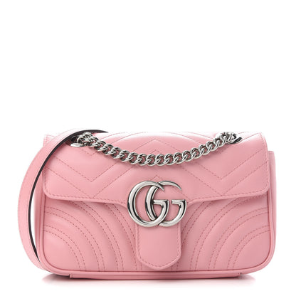 Gucci Calfskin Matelasse Mini GG Marmont Shoulder Bag Wild Rose 1 of 8
