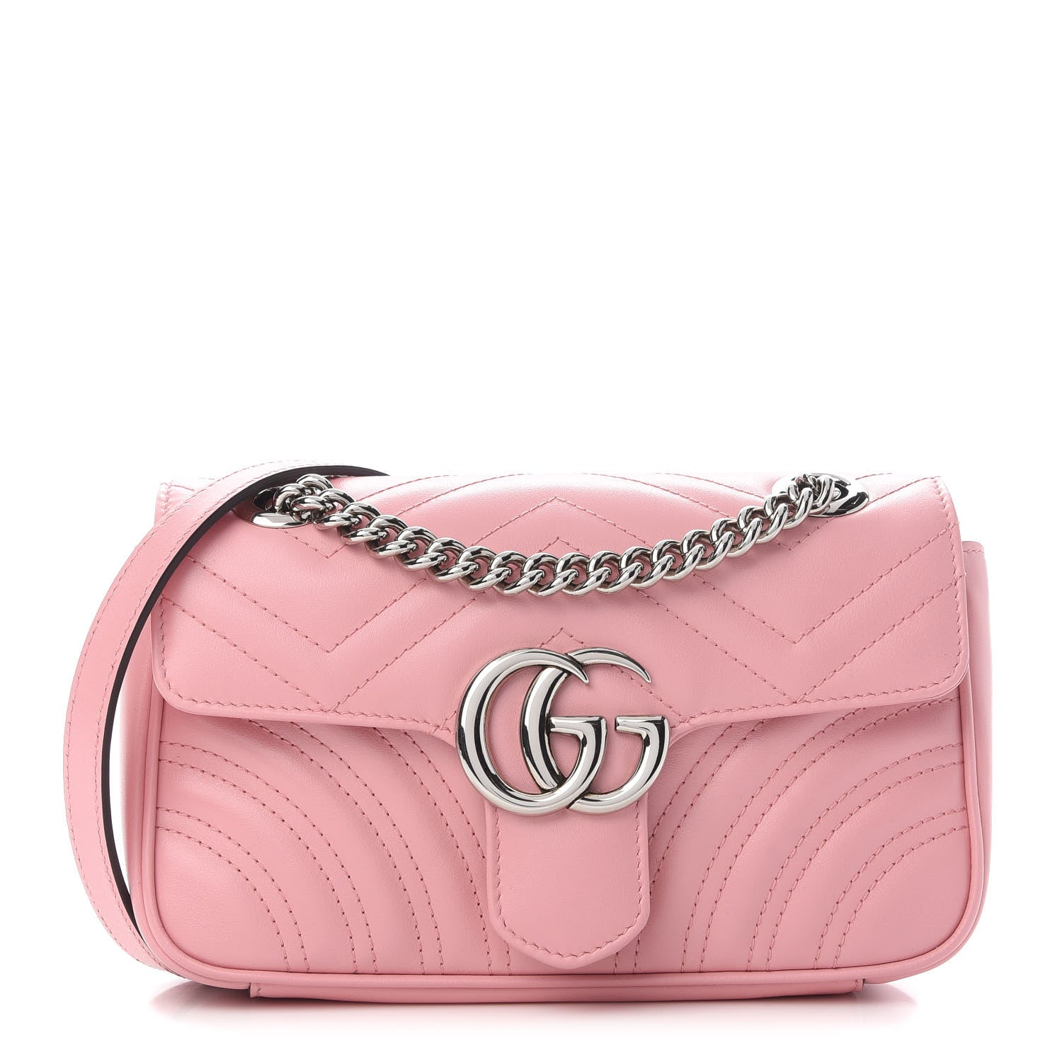 Gucci Calfskin Matelasse Mini GG Marmont Shoulder Bag Wild Rose 1 of 8
