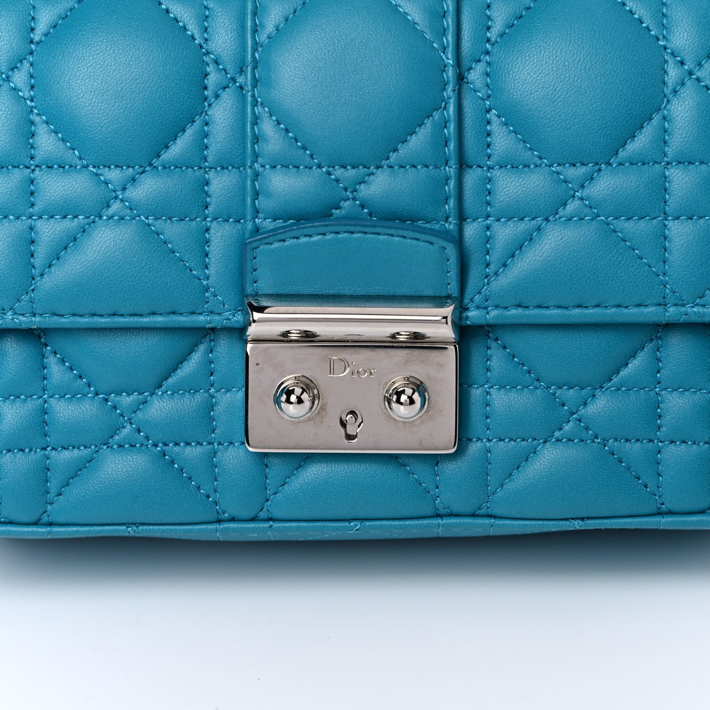 Lambskin Cannage Mini New Lock Pouch Blue