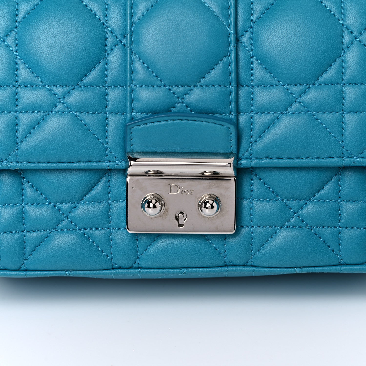 Christian Dior Lambskin Cannage Mini New Lock Pouch Blue 11 of 12