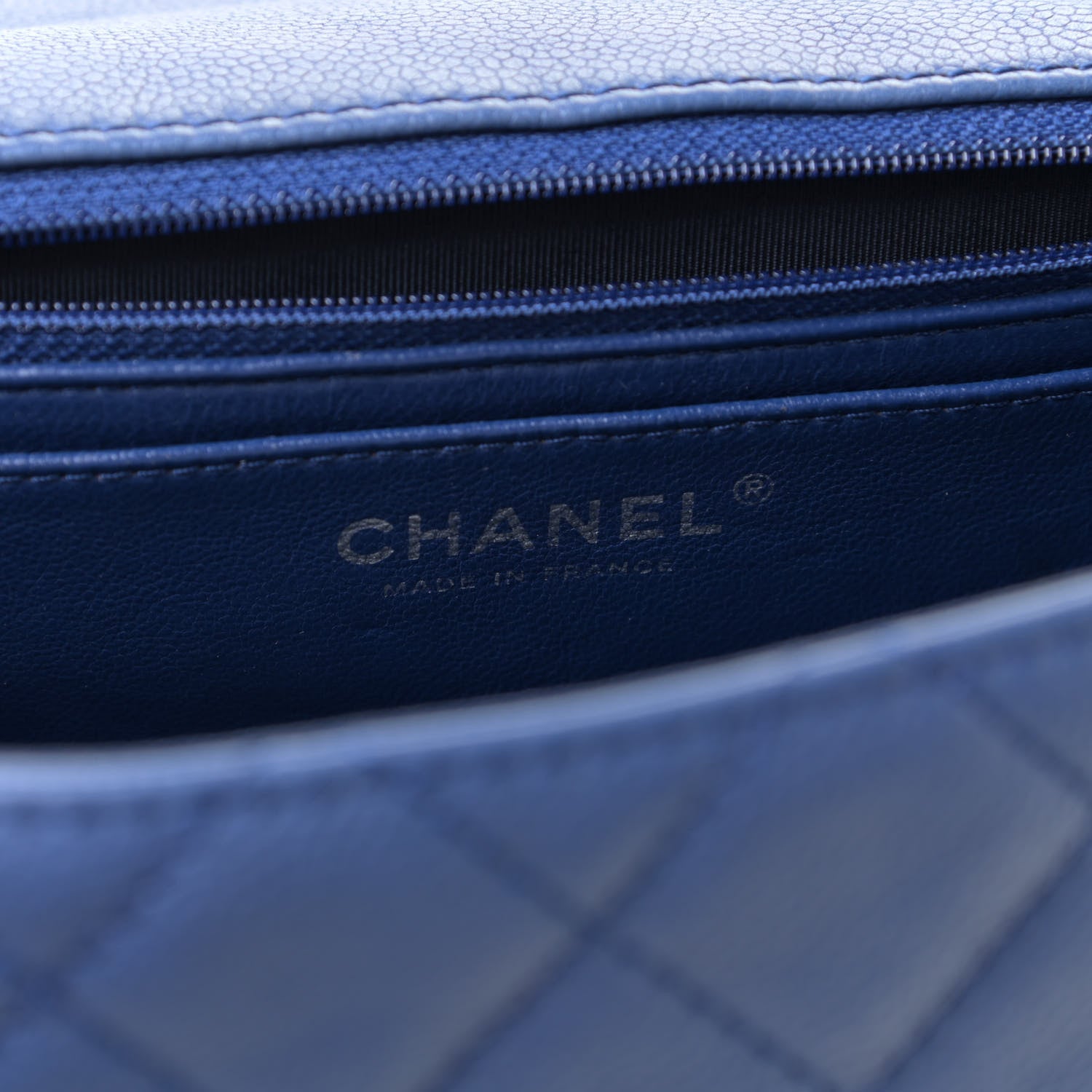 Chanel Washed Caviar Jumbo Single Flap Blue 7 of 10