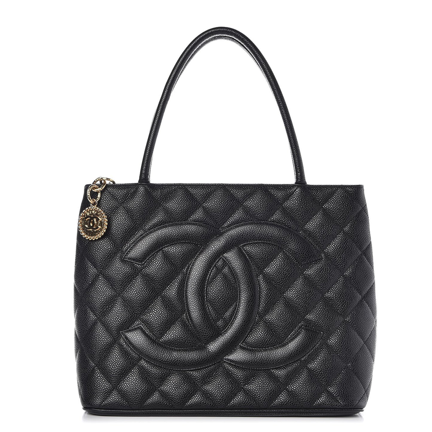 Caviar Quilted Medallion Tote Black
