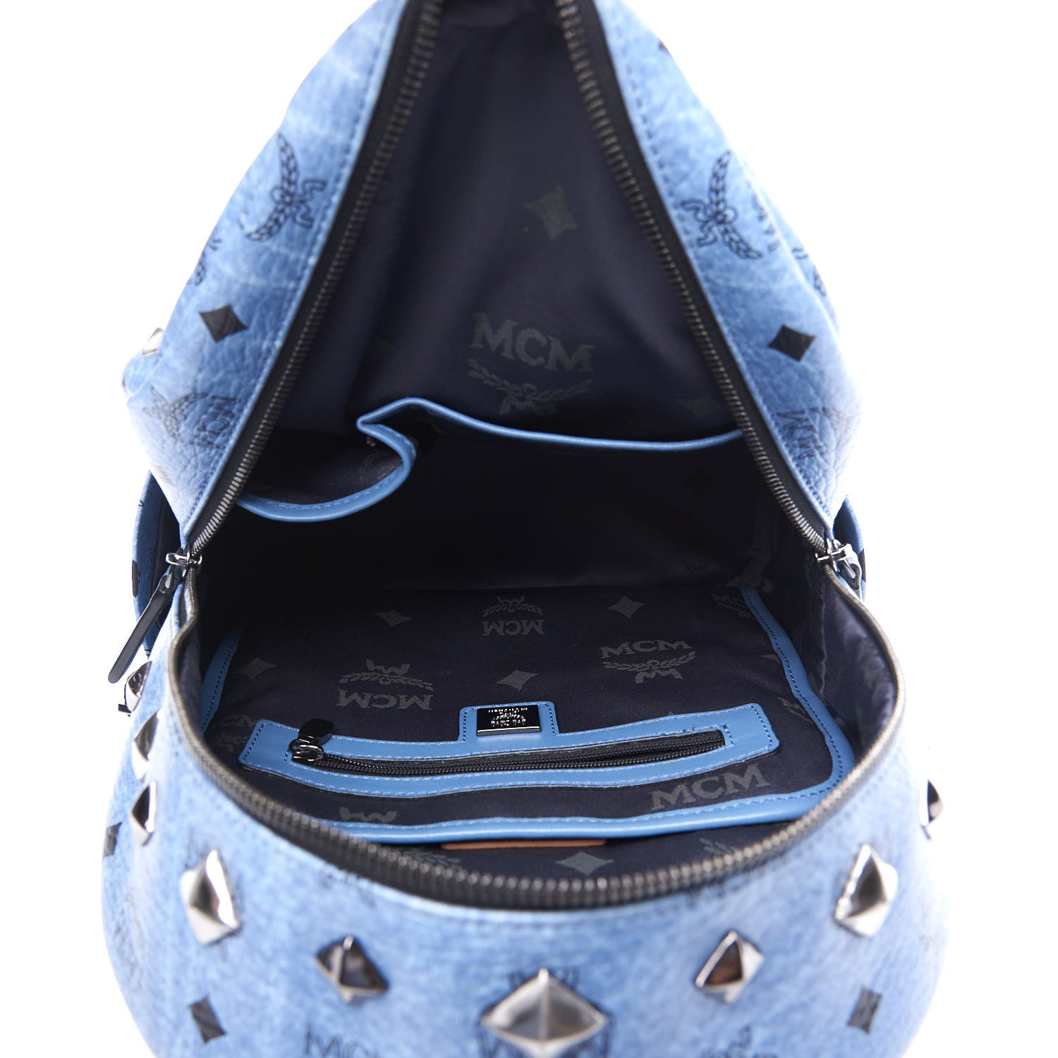 MCM Visetos Studded Small Stark M Backpack Blue 4 of 8