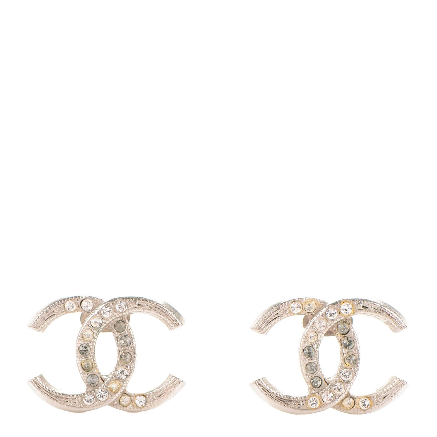 Chanel Crystal CC Earrings Silver 1 of 6