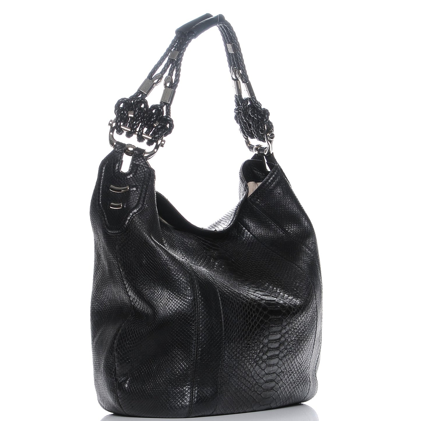 Python Large Techno Horsebit Hobo Black