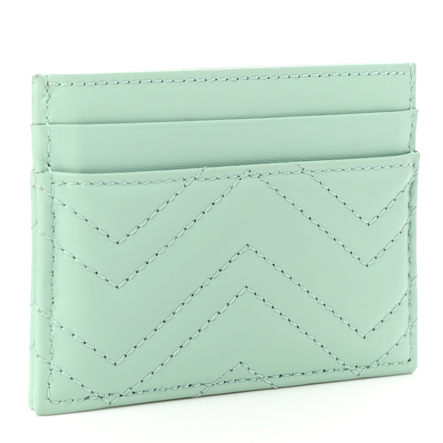 Calfskin Matelasse GG Marmont Card Holder Water Green