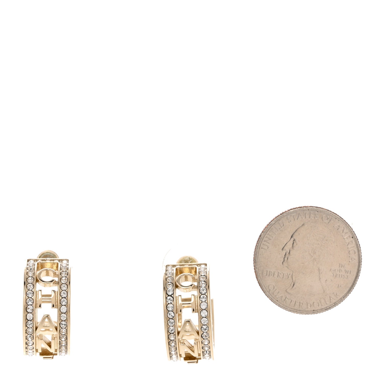 Chanel Metal Crystal Bow-tiful CC Hoop Earrings Gold 2 of 4