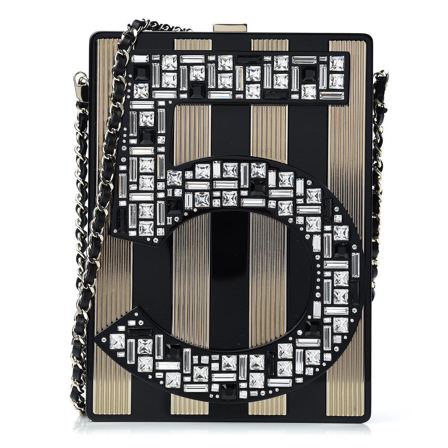 Plexiglass Strass N°5 Minaudiere Black Gold