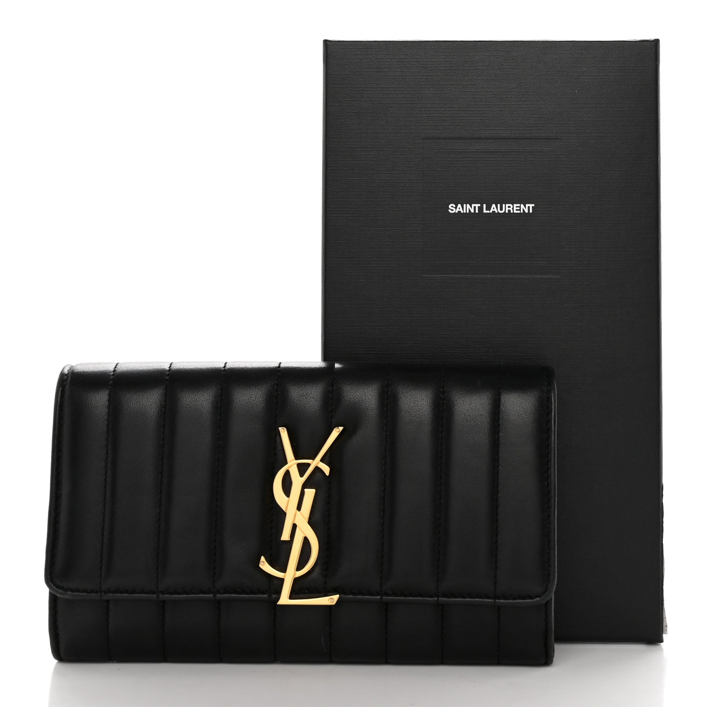 Lambskin Matelasse Monogram Large Vicky Continental Wallet Black