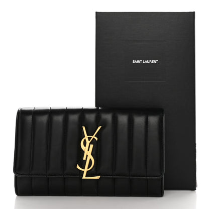 Saint Laurent Lambskin Matelasse Monogram Large Vicky Continental Wallet Black 14 of 14