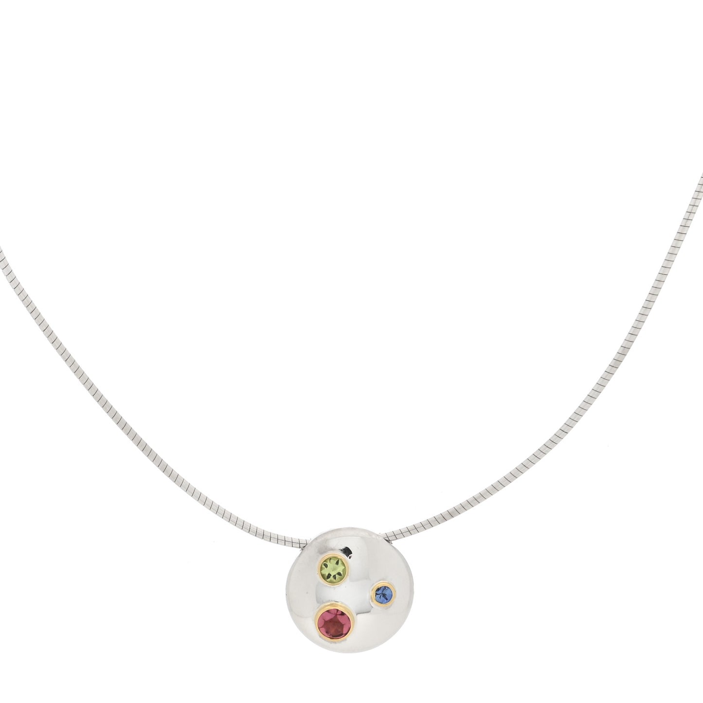 Sterling Silver Blue Sapphire Peridot Pink Tourmaline Etoile Pendant Necklace