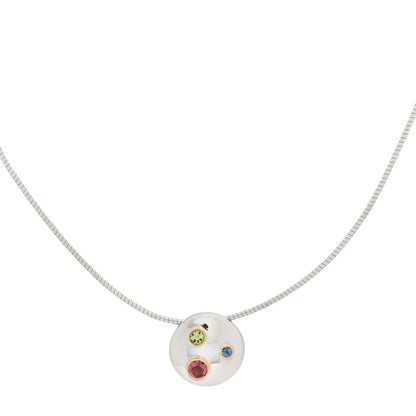 Tiffany Sterling Silver Blue Sapphire Peridot Pink Tourmaline Etoile Pendant Necklace 1 of 6