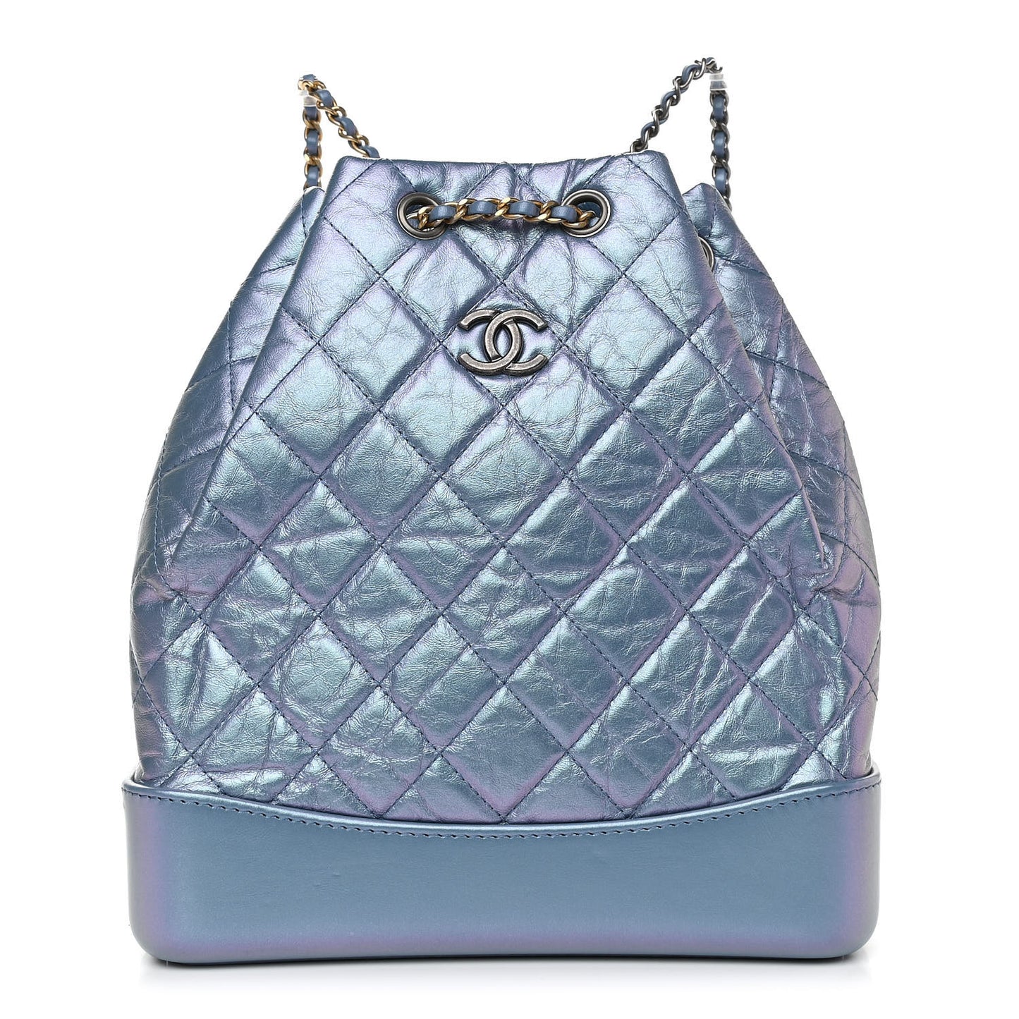 Iridescent Lambskin Calfskin Quilted Gabrielle Backpack Light Purple