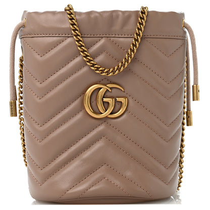 Gucci Calfskin Matelasse Mini GG Marmont 2.0 Bucket Bag Porcelain Rose 1 of 11