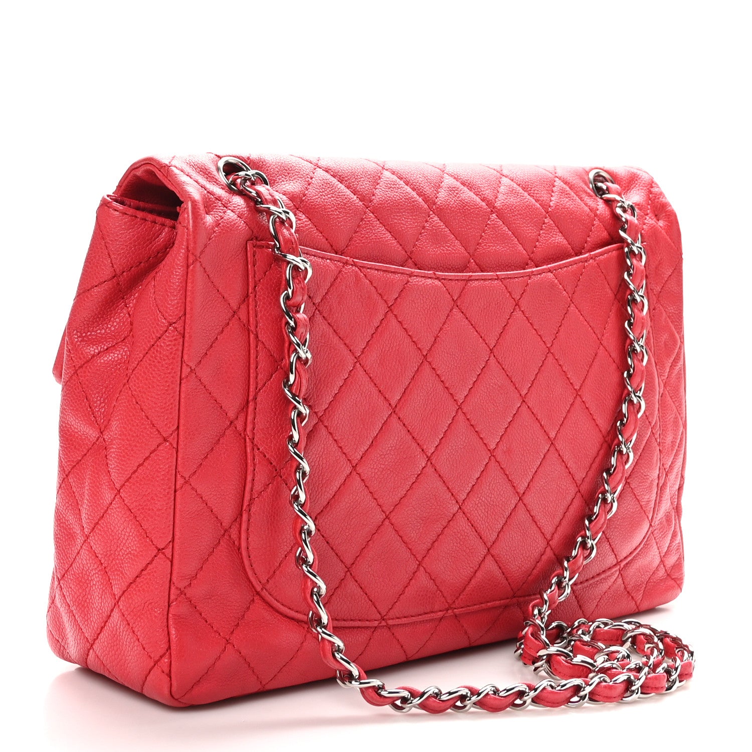 Chanel Washed Caviar Quilted Maxi Single Flap Fuchsia 3 of 10