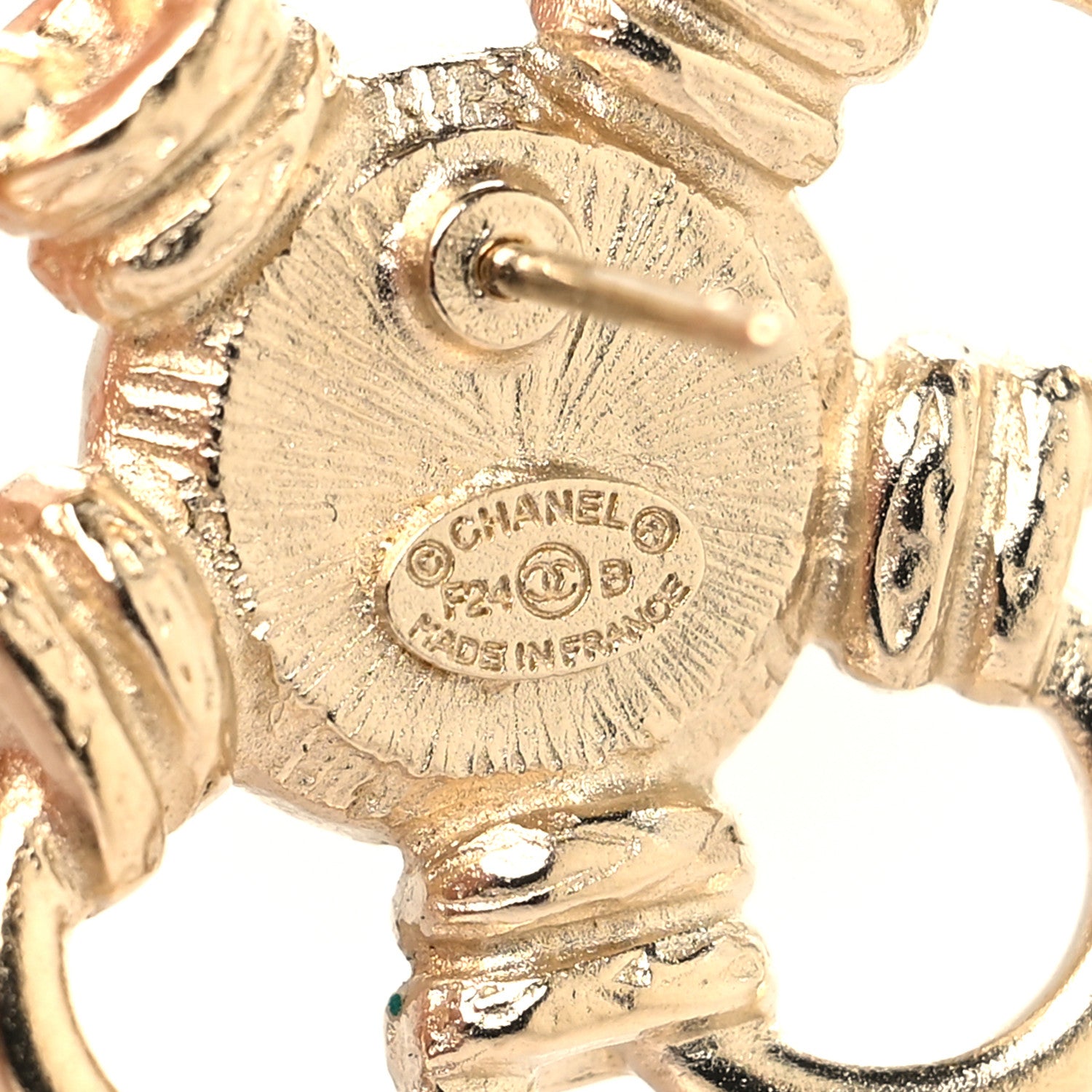 Chanel Resin CC Flower Earrings Gold Pink 4 of 5