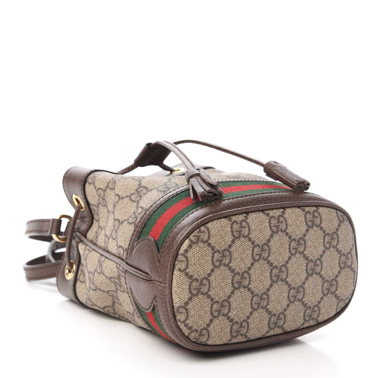 Gucci GG Supreme Monogram Web Mini Ophidia Bucket Bag Brown 4 of 10