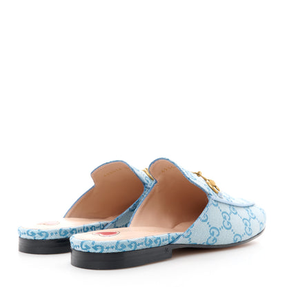 Gucci Canvas GG Monogram Nappa Womens Princetown Slippers 38.5 Porcelain Light Blue Dark Porcelain Light Blue 4 of 9