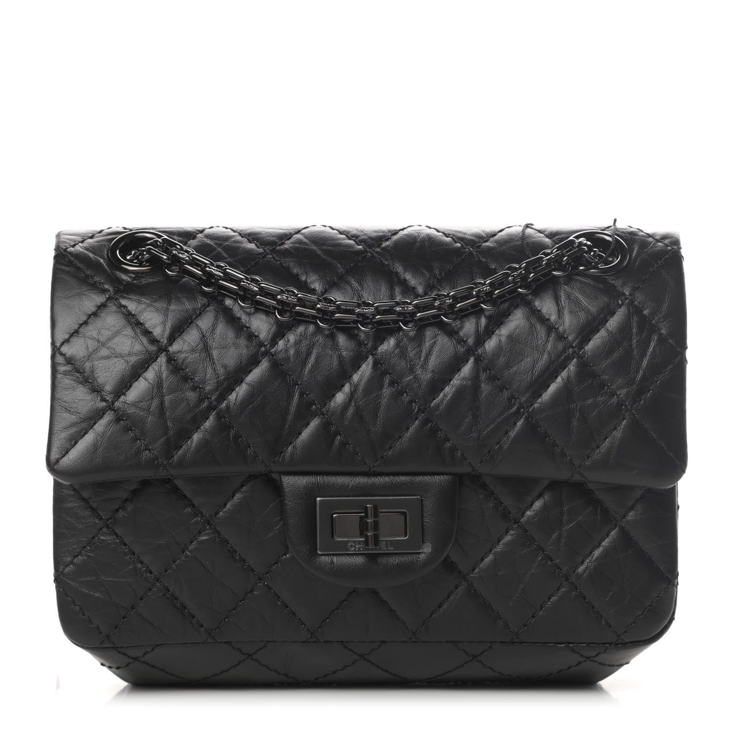 Chanel Aged Calfskin Quilted 2.55 Reissue Mini Flap So Black 1 of 13