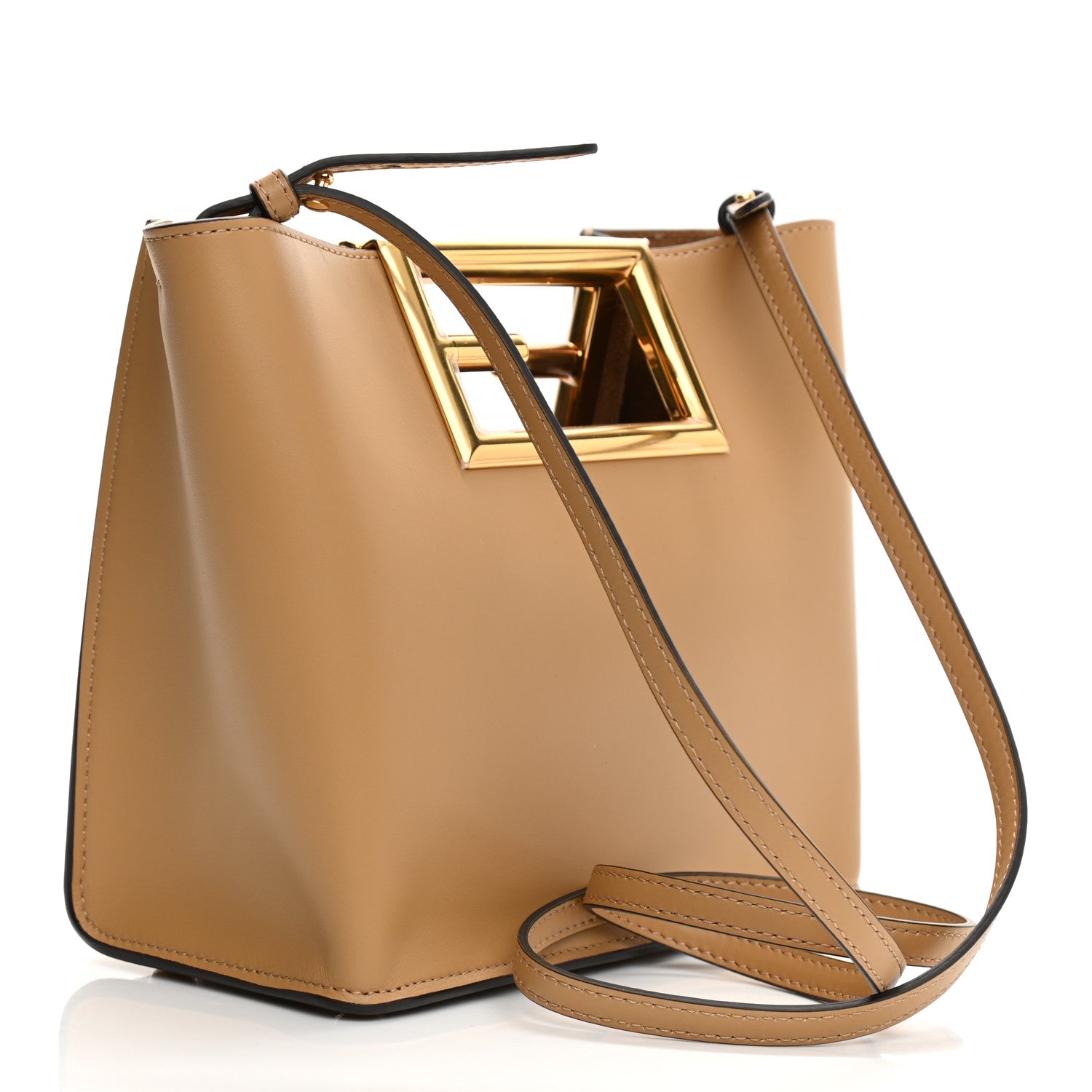 Fendi Vitello King Small Fendi Way Tote Miele Scuro 3 of 9