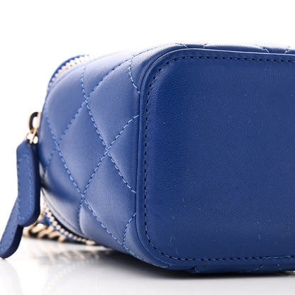Chanel Lambskin Quilted Top Handle Mini Vanity Case With Chain Blue 9 of 10