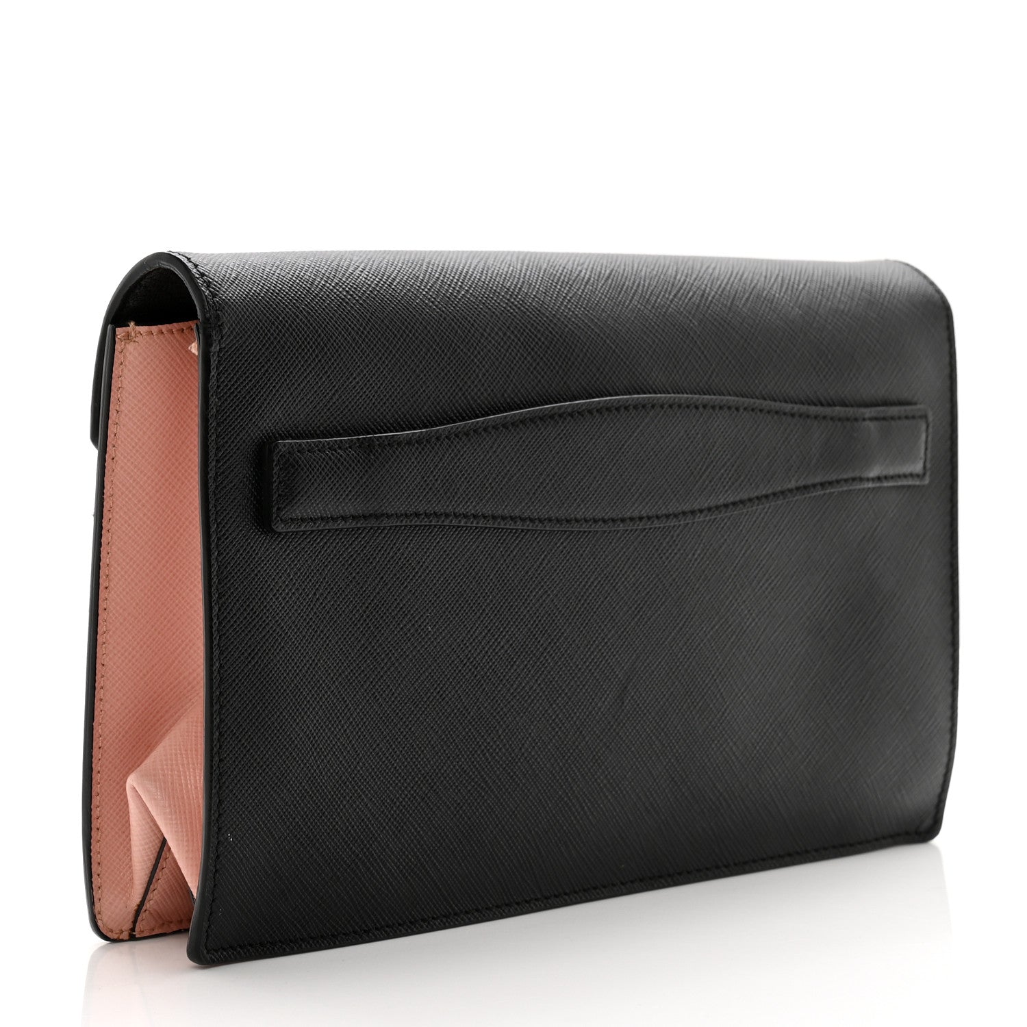 Prada Saffiano Lux Sound Clutch Pink Black 3 of 8