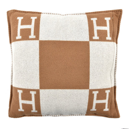 Hermes Wool Cashmere Avalon Pillow GM Ecru Camel 2 of 3