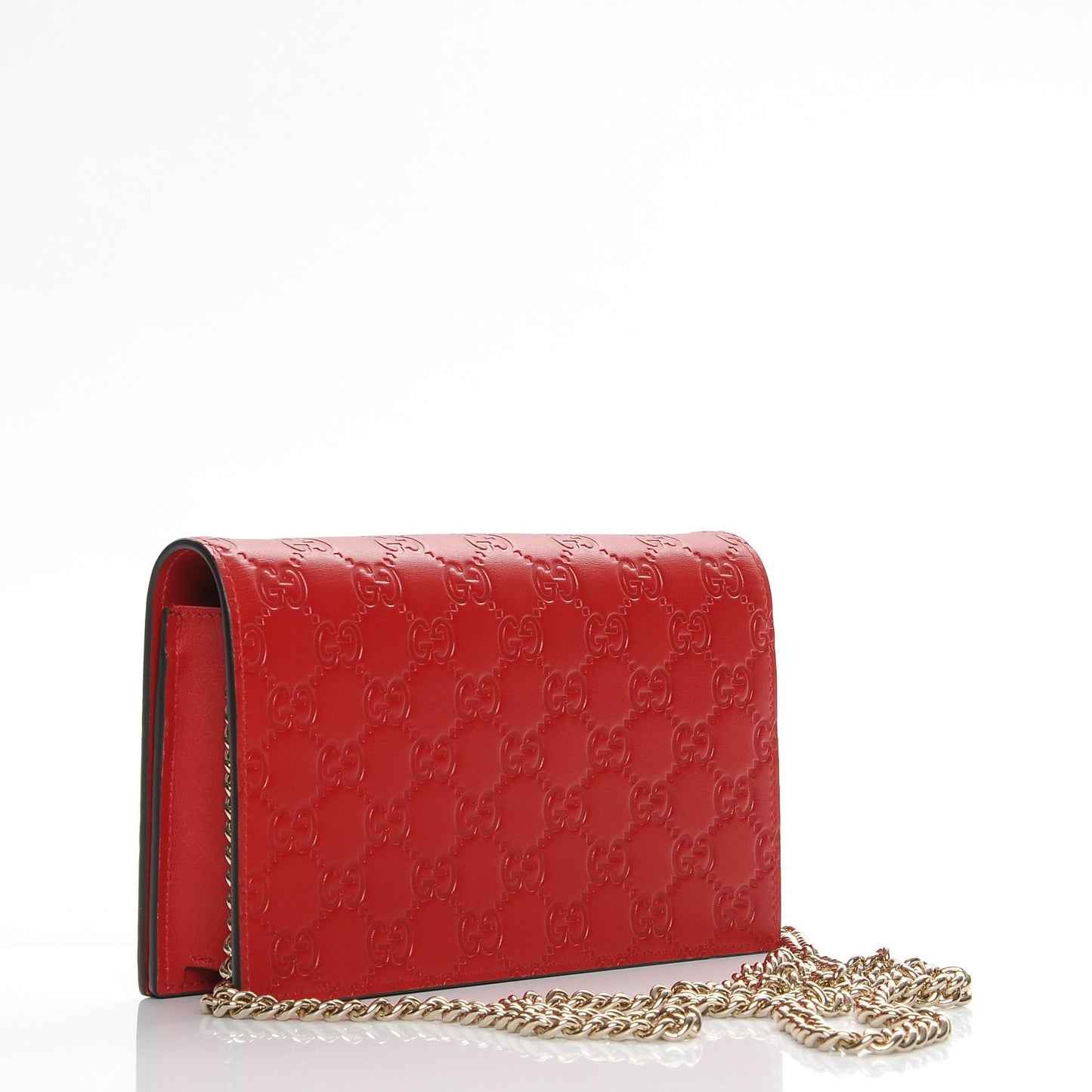 Guccissima Signature Bowy Chain Wallet Hibiscus Red