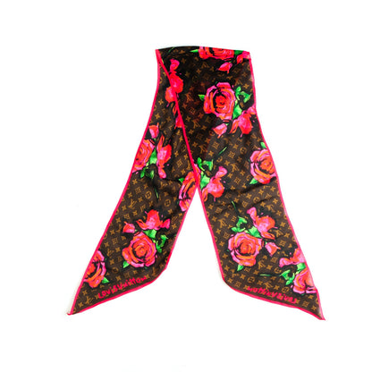 Louis Vuitton Silk Monogram Roses Scarf Marron 3 of 6
