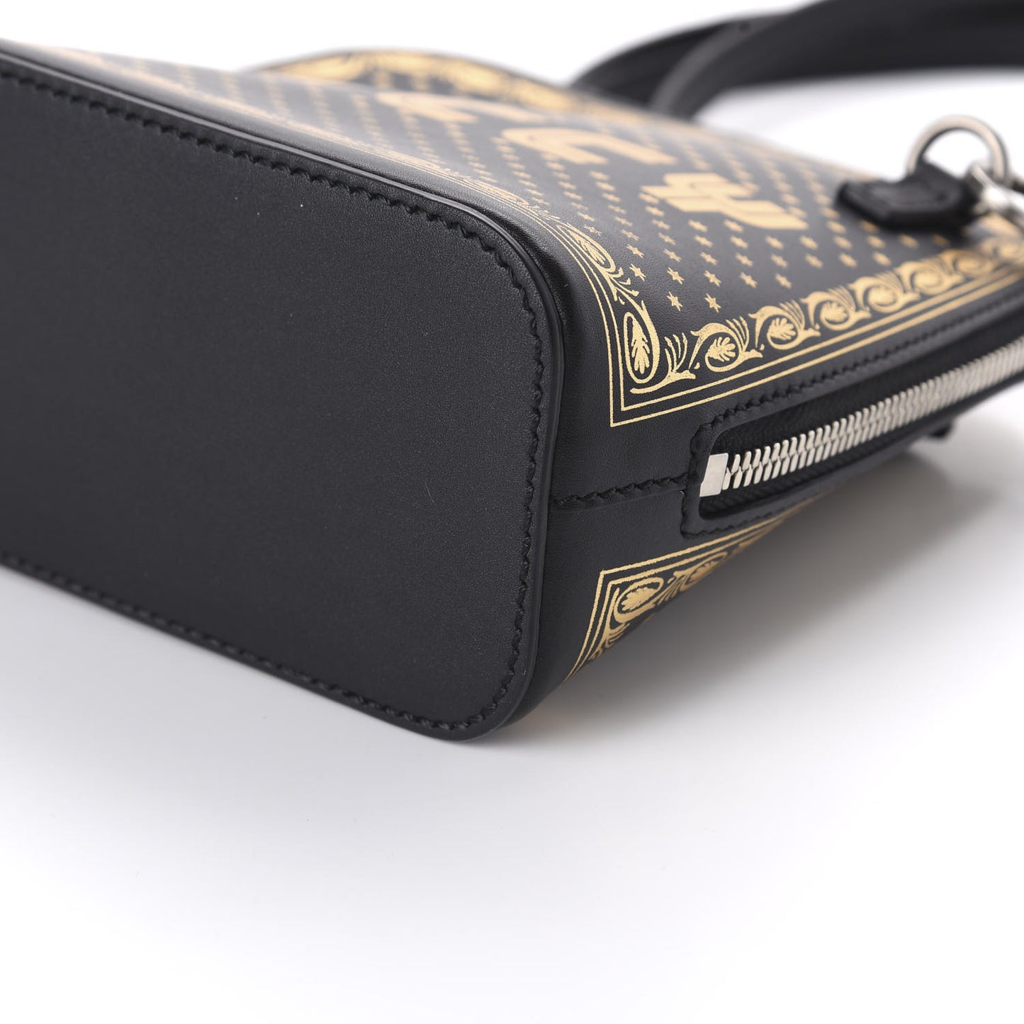 X SEGA Calfskin GUCCY Stars Mini Dome Shoulder Bag Black Gold
