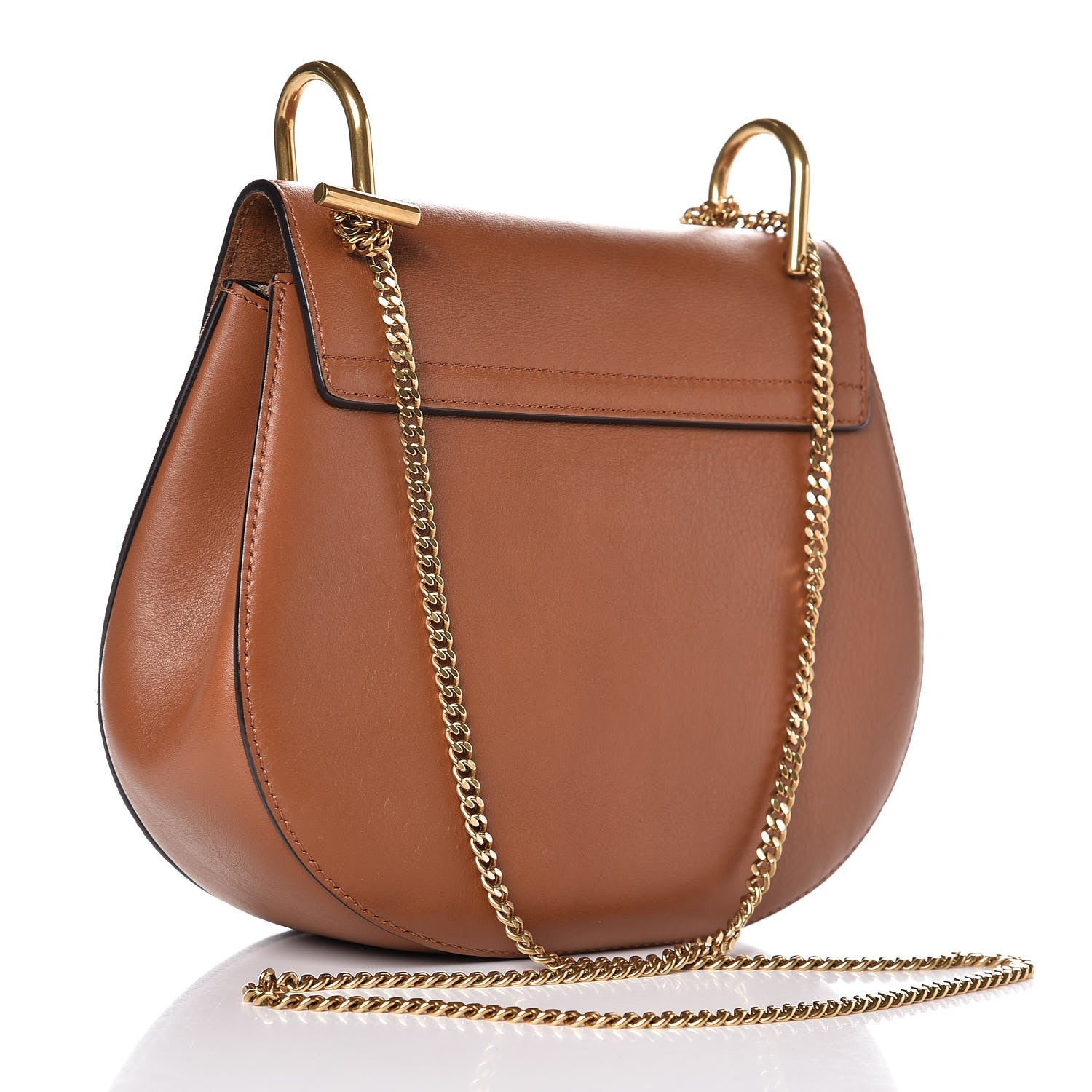 Chloe Suede Smooth Calfskin Studded Drew Shoulder Bag Caramel 3 of 10