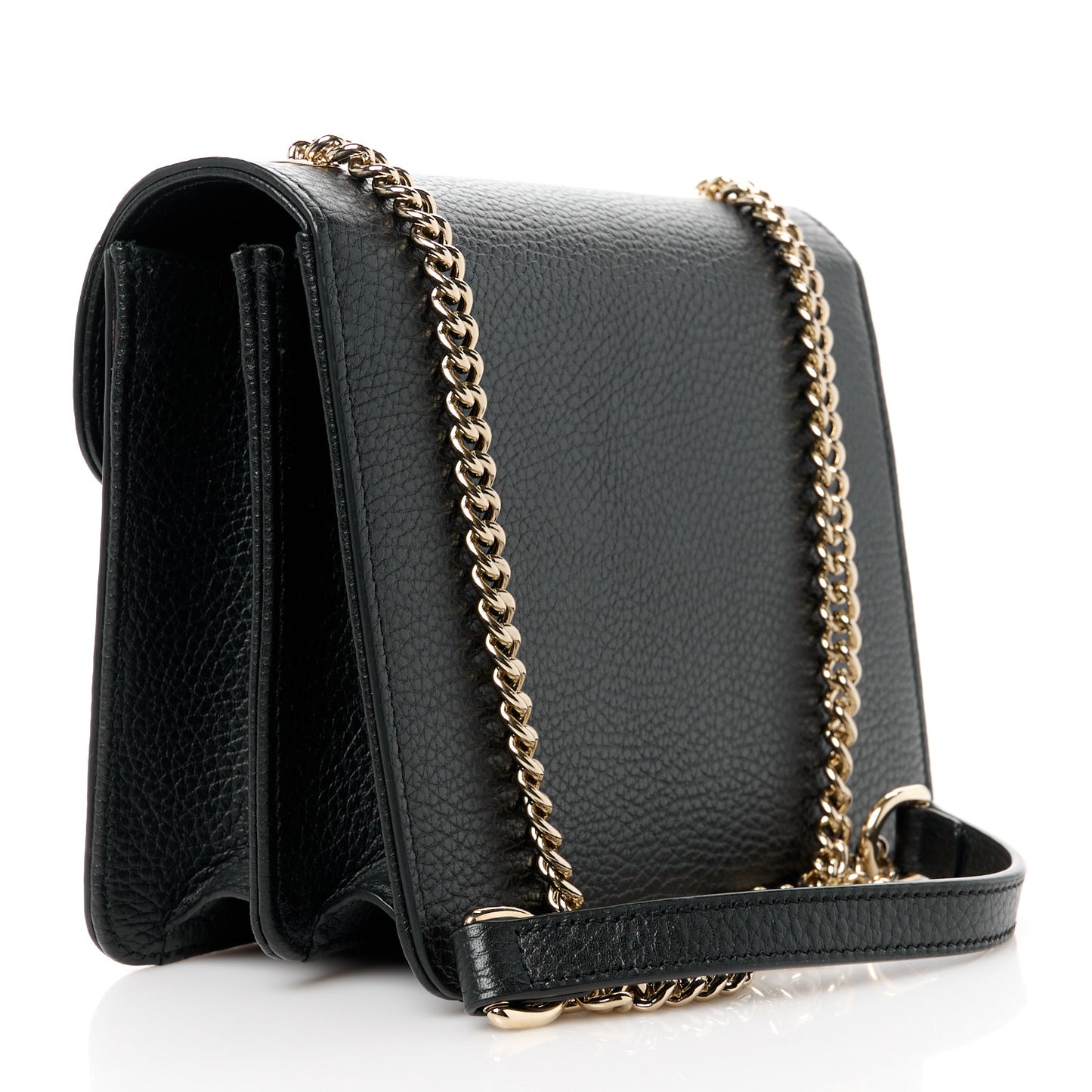 Dollar Calfskin Small Interlocking G Shoulder Bag Black