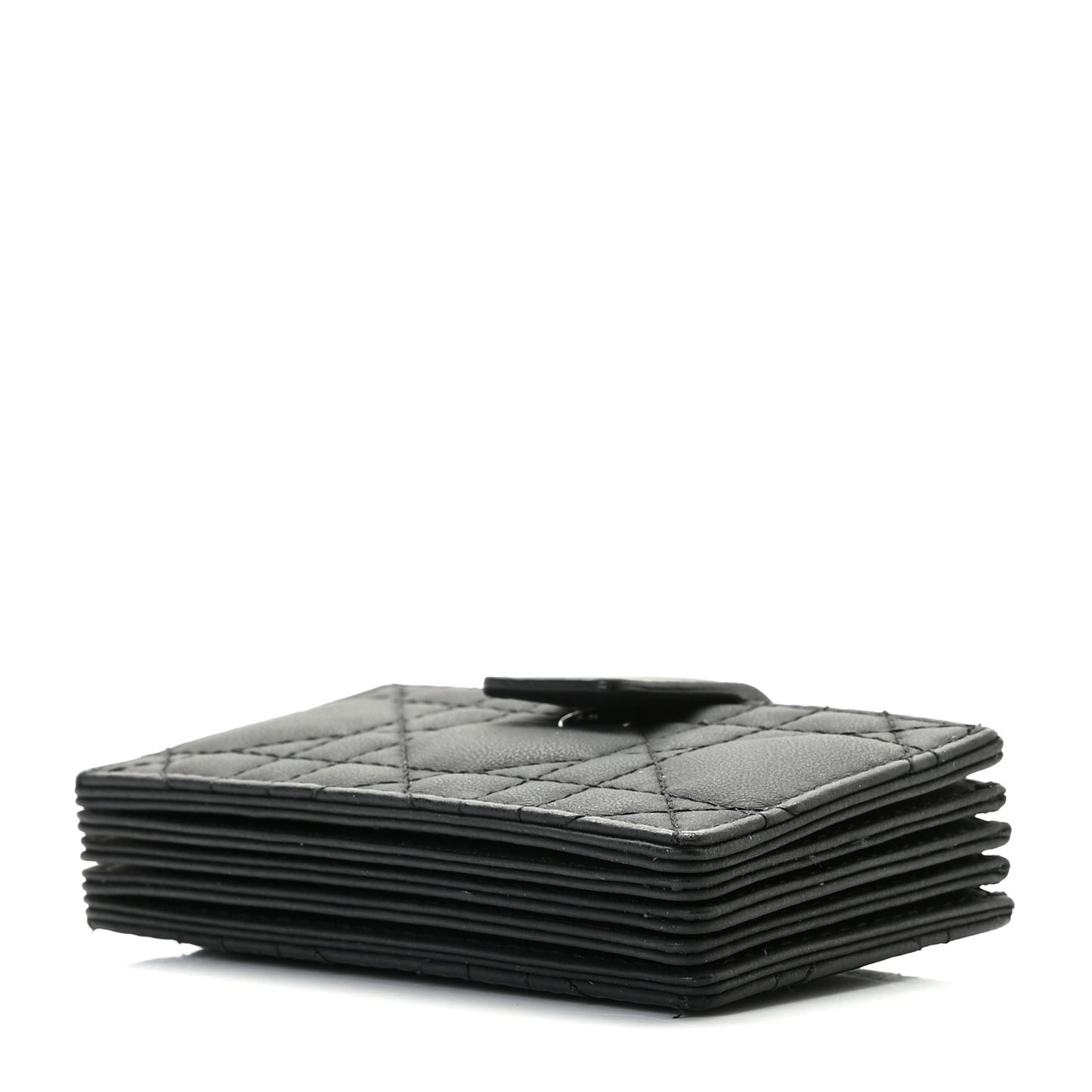 Ultra Matte Calfskin Cannage Lady Dior 5-Gusset Card Holder Black