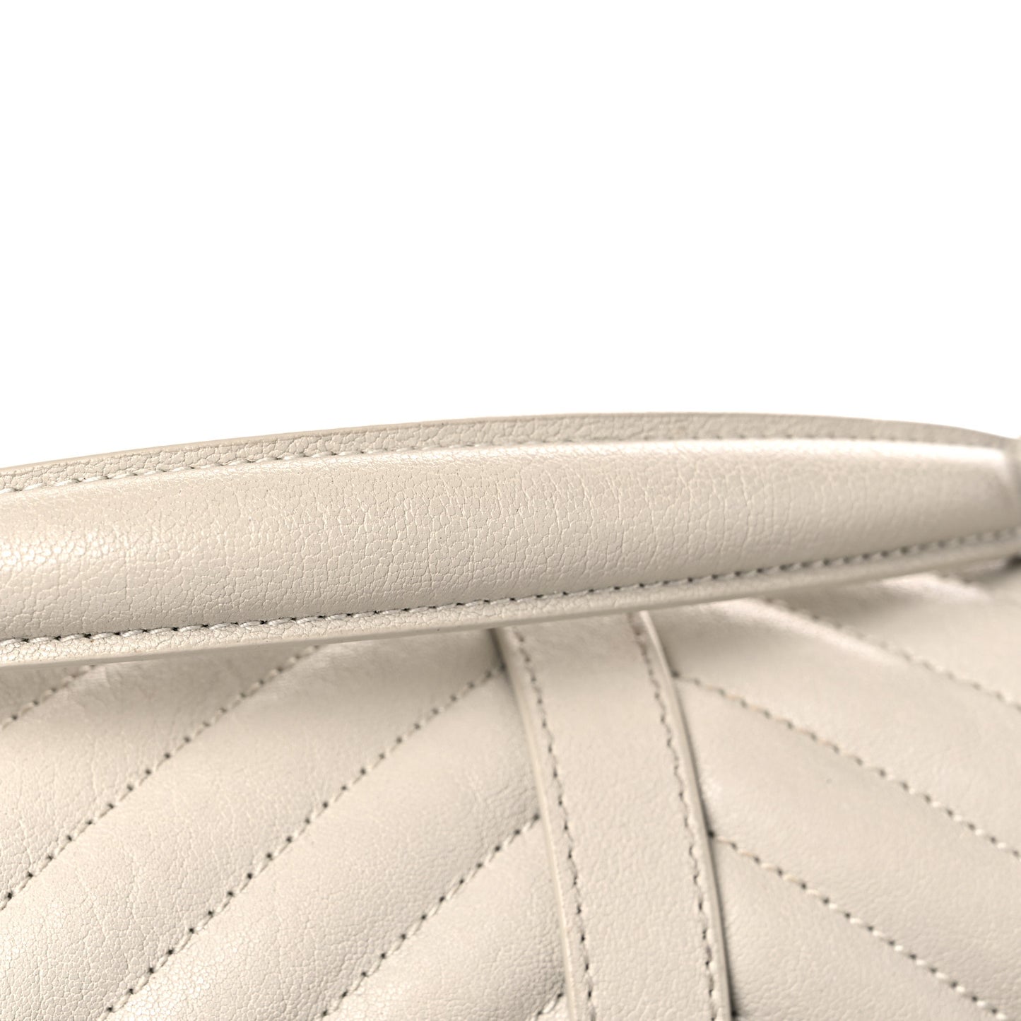 Sheepskin Matelasse Chevron Monogram Medium College Bag Crema Soft