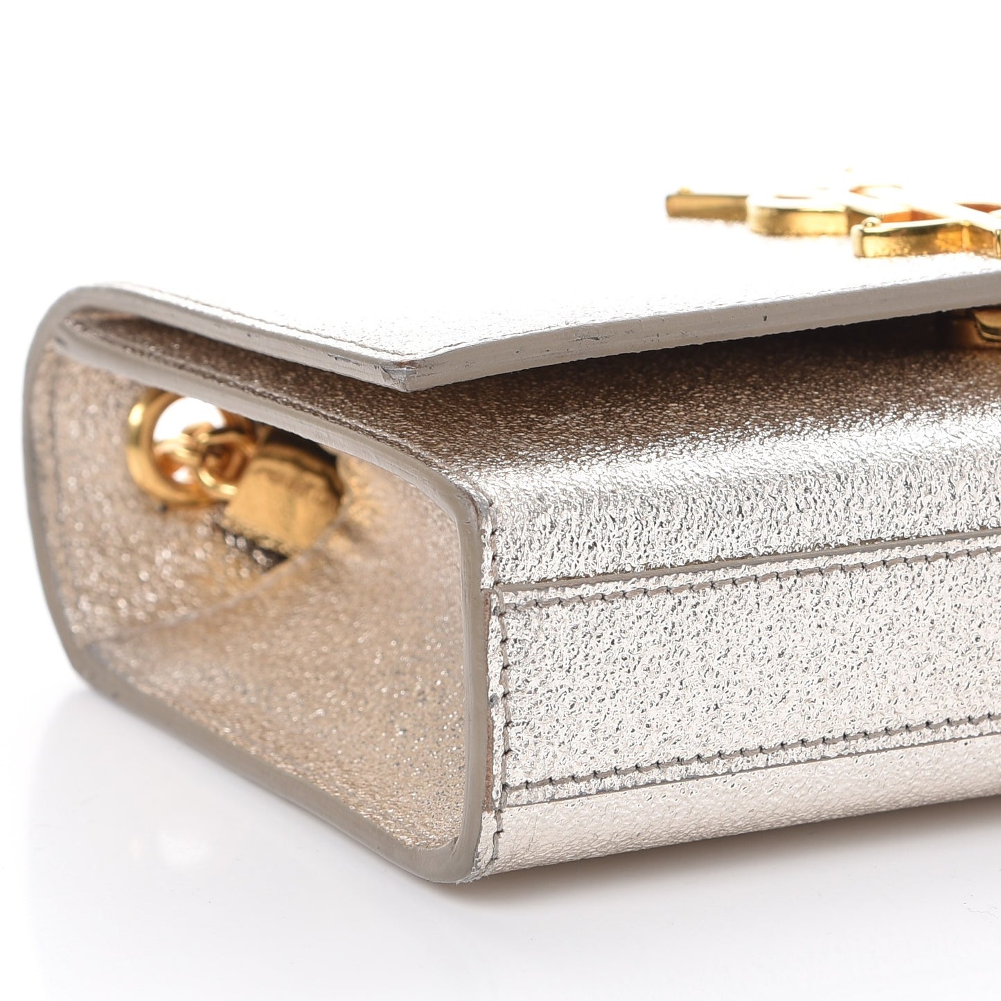 Metallic Calfskin Small Classic Monogram Kate Satchel Pale Gold