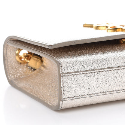 Saint Laurent Metallic Calfskin Small Classic Monogram Kate Satchel Pale Gold 7 of 9