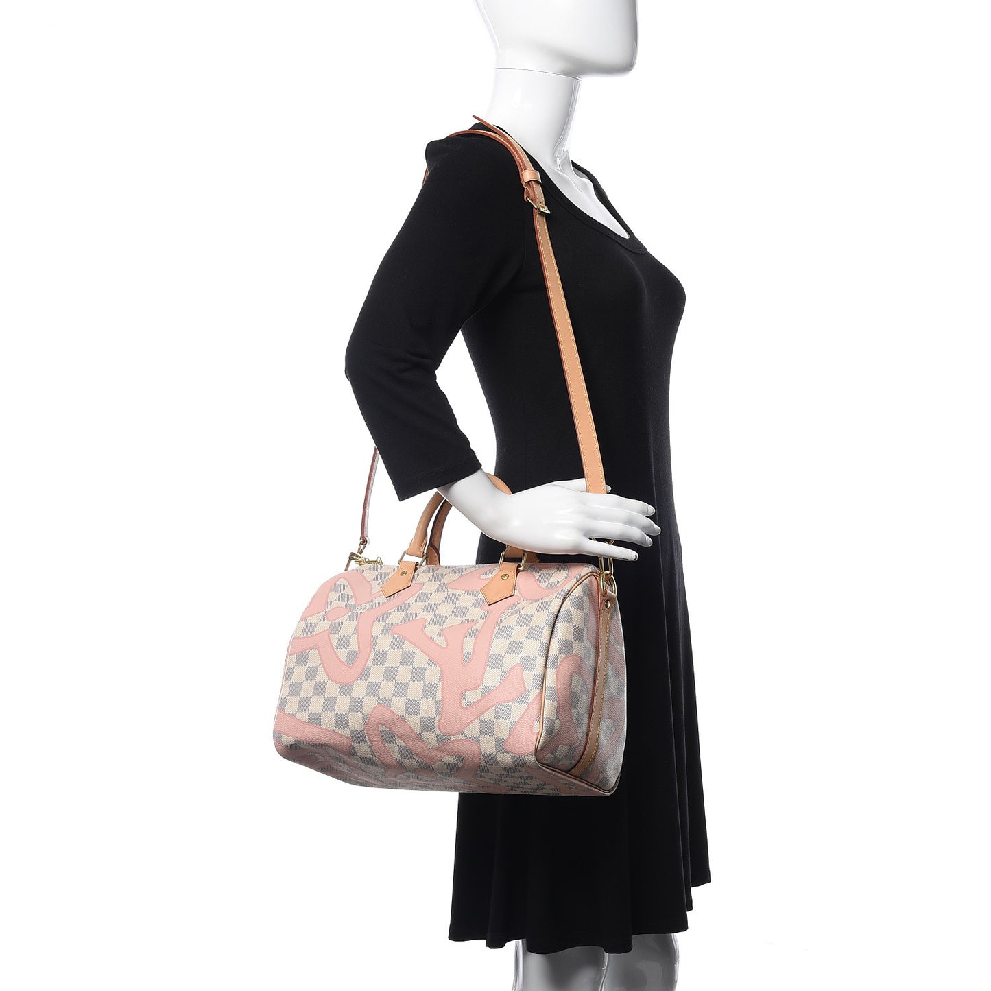 Damier Azur Tahitienne Speedy Bandouliere 30 Rose Ballerine